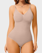Body moldeador sin costuras tipo tanga, cuello redondo sin mangas